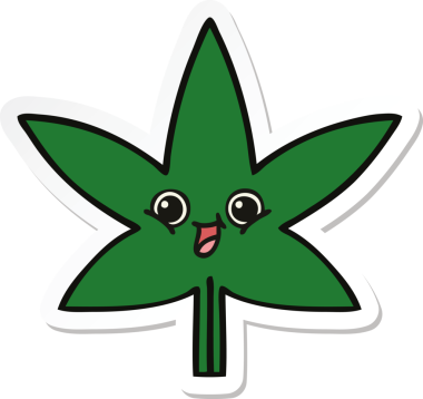 Bir insan tarafından çizilmiş marihuana yaprağının çıkartması.