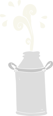 Bir insan tarafından çizilmiş süt varilinin düz renk çizimi