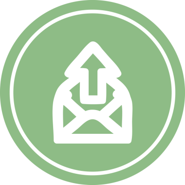 bir insan tarafından çizilmiş e- posta dairesel simgesi gönder