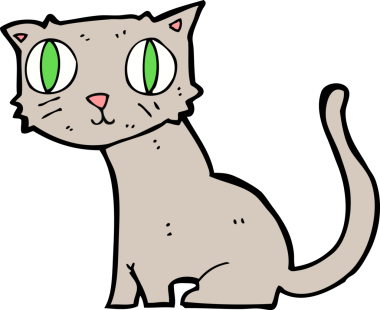 Bir insan tarafından çizilmiş çizgi film kedisi.