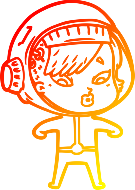 Bir insan tarafından çizilmiş bir astronot kadın çizgi çizimi.