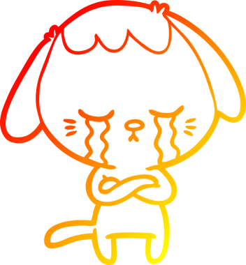 Bir insan tarafından çizilmiş şirin, ağlayan bir köpek yavrusu çizimi