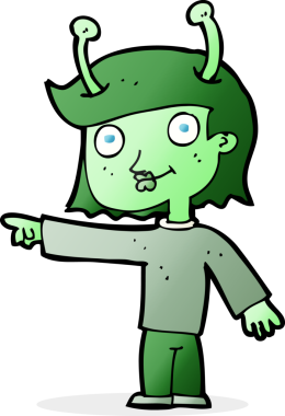 Bir insan tarafından çizilmiş uzaylı çizgi filmi.