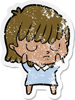 Bir insan tarafından çizilmiş karikatür bir kadının sıkıntılı çıkartması.