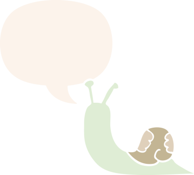 bir insan tarafından çizilmiş, konuşma baloncuklu çizgi film salyangozu.