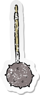 Bir insan tarafından çizilmiş ortaçağ çizgi filminin gerilmiş yapıştırması.