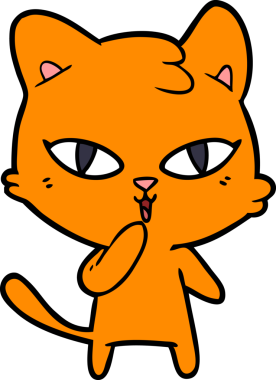 Bir insan tarafından çizilmiş çizgi film kedisi.