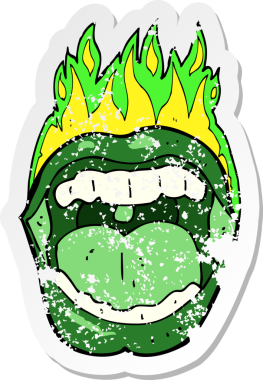 Bir insan tarafından çizilmiş bir karikatür cadılar bayramı ağzının gerilmiş yapıştırması.