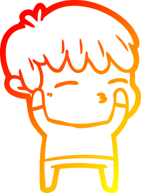 Bir insan tarafından çizilmiş, çizgi film karakteri meraklı bir çocuk çizimi.