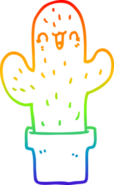 Bir insan tarafından çizilmiş bir kaktüsün gökkuşağı gradyanı çizimi