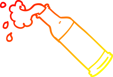Bir insan tarafından çizilmiş köpüren bira şişesinin sıcak çizgi çizimi