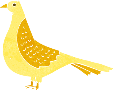 Bir insan tarafından çizilmiş çizgi film kuşu.