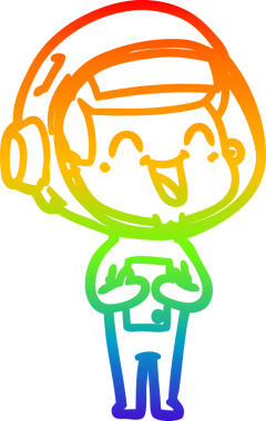 gökkuşağı gradyan çizimi mutlu bir çizgi astronot çizimi bir insan tarafından çizildi