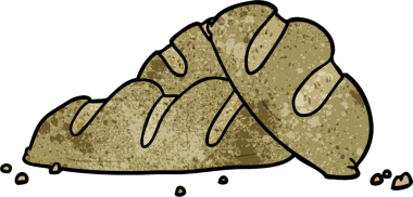 Bir insan tarafından çizilmiş taze ekmek somunları.