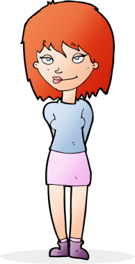 Bir insan tarafından çizilmiş mutlu bir kadın.