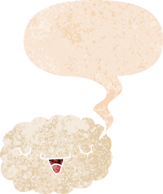 grunge 'da konuşma baloncuğu olan karikatür bulutu bir insan tarafından çizilmiş rahatsız edilmiş retro dokuma tarzı