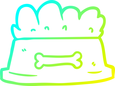 Bir insan tarafından çizilmiş bir kase köpek mamasının soğuk gradyanı.