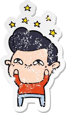 Bir insan tarafından çizilmiş heyecanlı bir karikatür çıkartması.