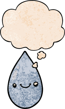 bir insan tarafından çizilmiş grunge desen biçiminde düşünce baloncuğu olan tatlı yağmur damlası.