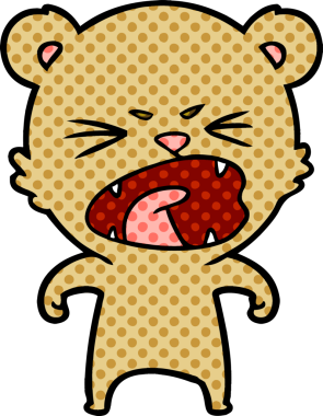 Bir insan tarafından çizilmiş kızgın çizgi film ayısı.