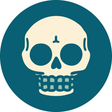 Bir insan tarafından çizilmiş bir kafatasının ikonik dövme şekli