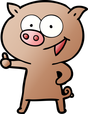 Bir insan tarafından çizilmiş neşeli domuz çizgi filmi.