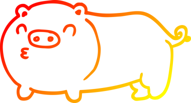 Bir insan tarafından çizilmiş çizgi film domuzu çizimi.