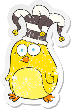 Bir insan tarafından çizilmiş komik bir karikatür çıkartması.