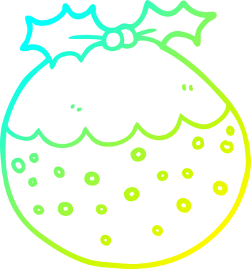 Soğuk gradyan çizgisi bir insan tarafından çizilmiş noel pudinginin çizimi.