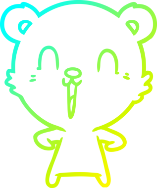 Bir insan tarafından çizilmiş mutlu bir kutup ayısının soğuk çizgi çizimi.