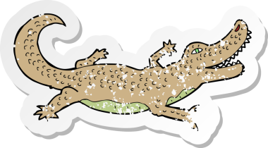 Bir insan tarafından çizilmiş timsah çizgi filminin gerilimli yapıştırması.