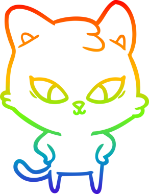 Gökkuşağı gradyan çizgisi bir insan tarafından çizilmiş şirin bir çizgi kedi çizimi