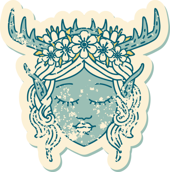 Retro Dövme Tarzı Elf Karakter Yüzü Bir İnsan Tarafından Çizildi