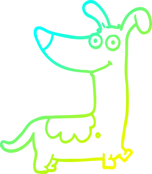 Bir insan tarafından çizilen çizgi film köpeğinin soğuk gradyan çizgisi.