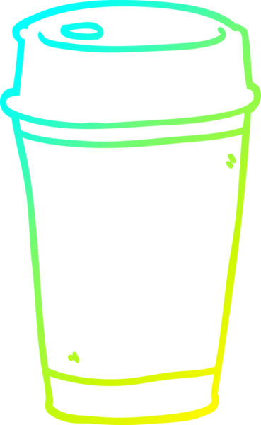 Bir çizgi filmin soğuk gradyan çizimi bir insan tarafından çizilmiş kahveyi dışarı çıkarır.