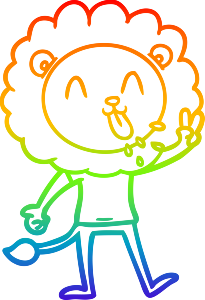 gökkuşağı gradyanı çizimi bir insan tarafından çizilmiş mutlu bir karikatür aslanı