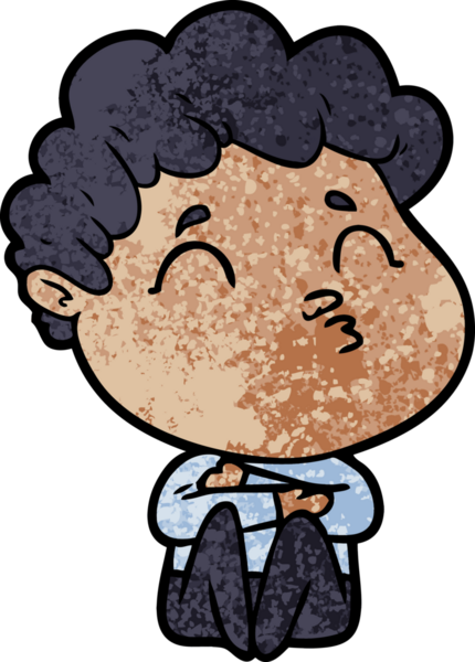 Çizgi film adamı somurtuyor Bir insan tarafından çizilmiş