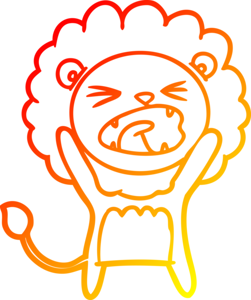 Bir insan tarafından çizilmiş karikatür aslanının sıcak çizgi çizimi