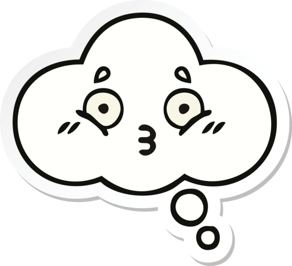 Bir insan tarafından çizilmiş şirin bir düşünce baloncuğunun çıkartması.