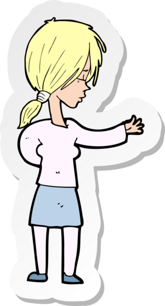 Bir insan tarafından çizilmiş bir karikatür kadının çıkartması.