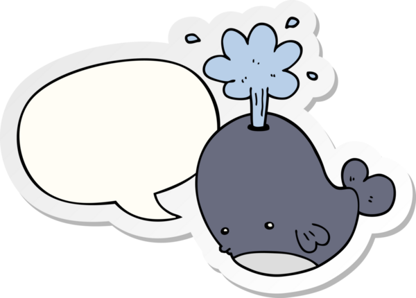 Bir insan tarafından çizilmiş balina konuşma baloncuğu etiketli bir çizgi film.