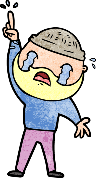 Çizgi film sakallı adam bir insan tarafından çizilmiş ağlıyor.