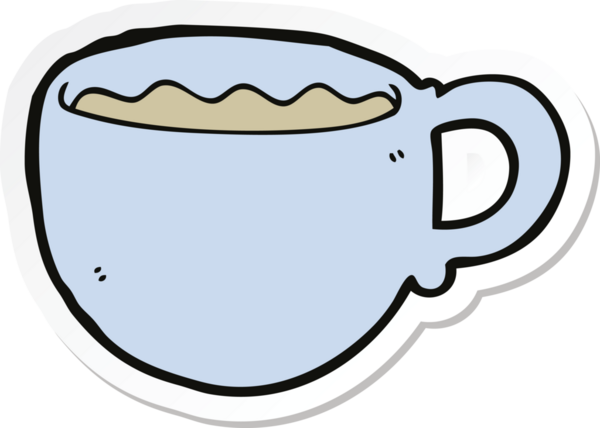 Bir insan tarafından çizilmiş bir kahve fincanının çıkartması.