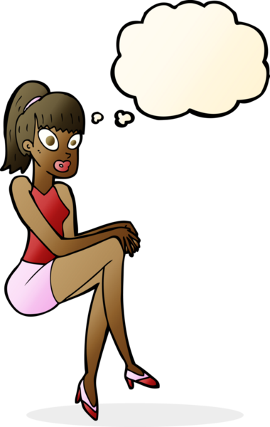 Bir insan tarafından çizilmiş düşünce baloncuğu olan güzel bir kadın.