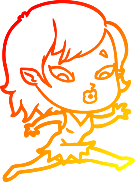 Bir insan tarafından çizilmiş sevimli bir vampir kız çizgi çizimi.