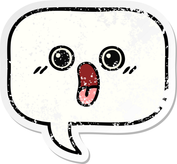 Bir insan tarafından çizilmiş şirin bir karikatür konuşma balonunun sıkıntılı çıkartması.