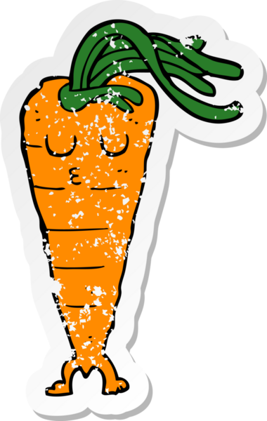 Bir insan tarafından çizilmiş karikatür havucu etiketi.