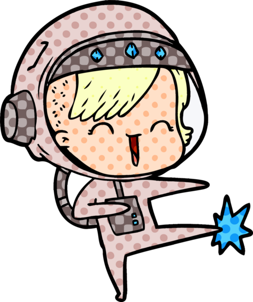 Bir insan tarafından çizilmiş mutlu uzay kızı çizimi