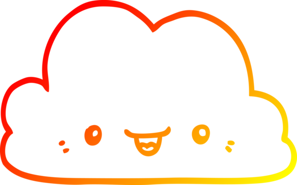 Bir insan tarafından çizilmiş sevimli bir karikatür bulutunun sıcak gradyan çizimi