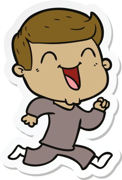 Bir insan tarafından çizilmiş mutlu bir adamın çıkartması.